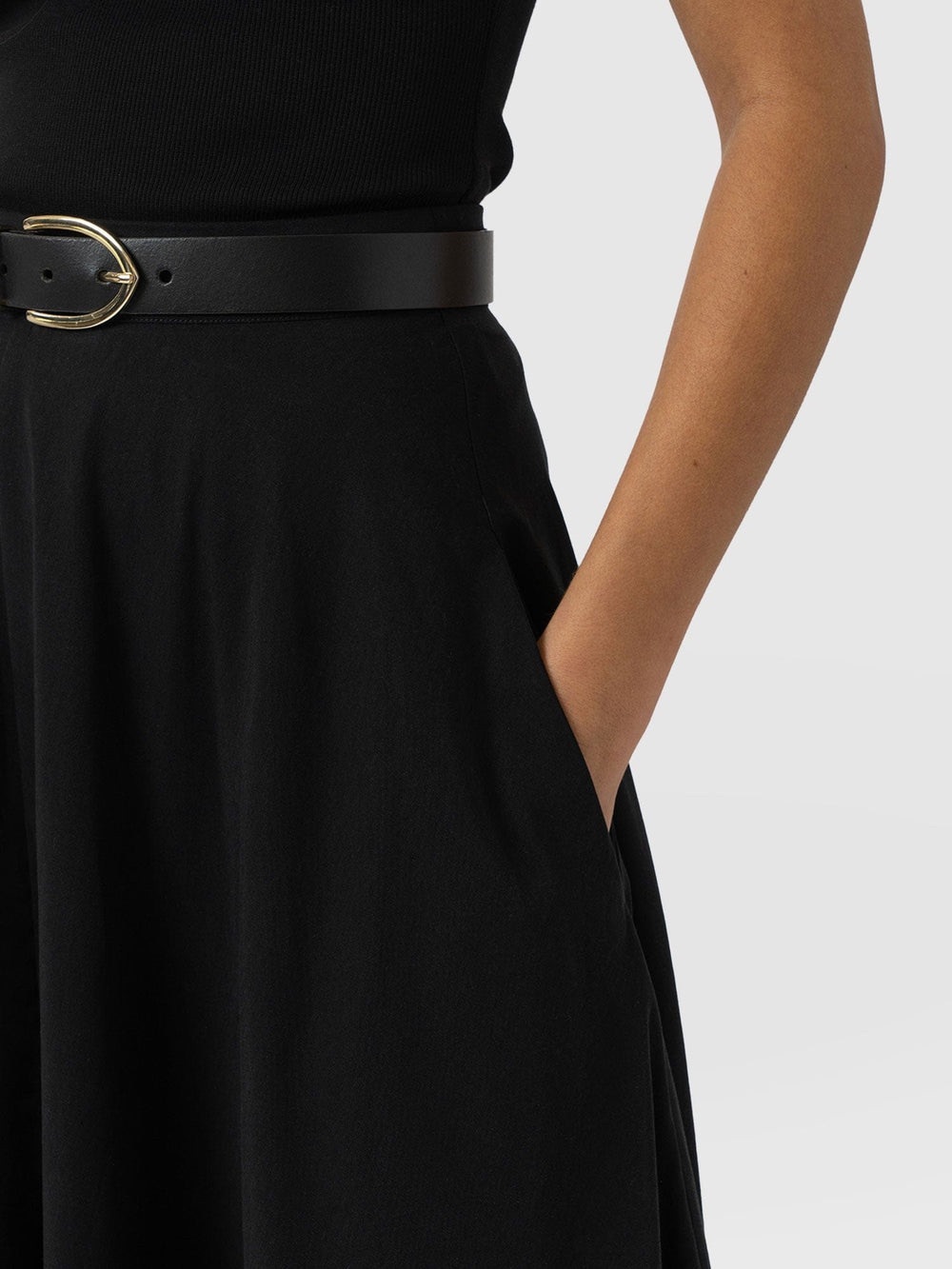 Saint + Sofia NWT Women's Black High-Low Midi “Noho” Skirt with Pockets! - Picture 7 of 11